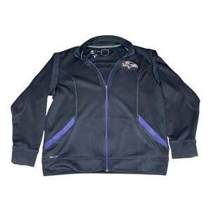 Baltimore Ravens Jacket Mens Large Black NFL Football Dri Fit Full Zip Nike